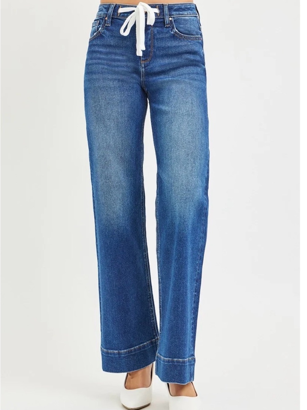 Risen Jeans Mid Rise Drawstring Wide Leg Jeans 1X NWT